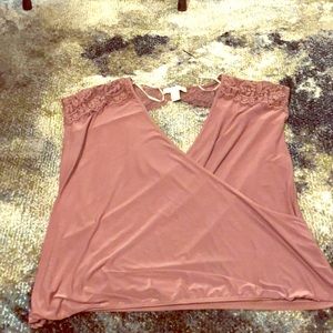 Forever 21 Plus Criss-Cross Top With Lace Trim